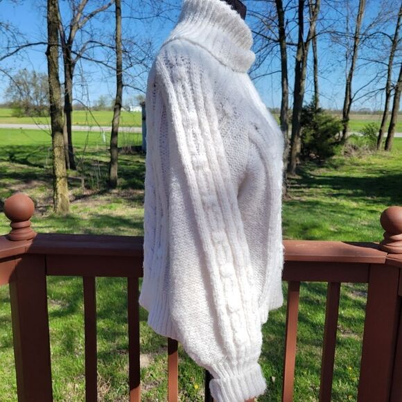 A New Day Ladies White Cable  Knit Pullover Oversized Turtleneck Sweater,  sz XL - Picture 7 of 13